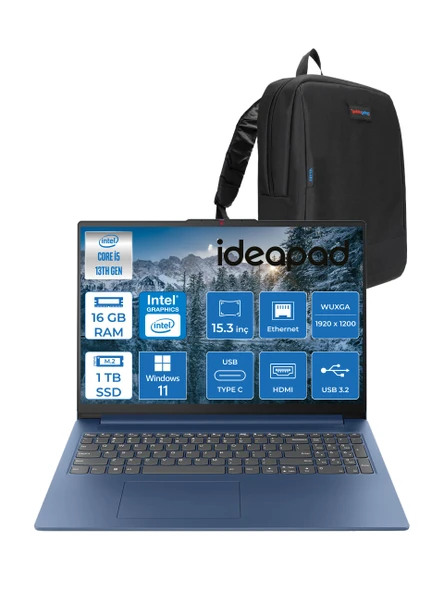 Lenovo Ideapad Slim 3 15IRH10 Intel Core I5 13420H 16GB 1tb SSD Windows 11 Pro 15.3" Wuxga (1920X1200) IPS 300NITS Taşınabilir Bilgisayar 83K10062TRP02 + Zetta Çanta