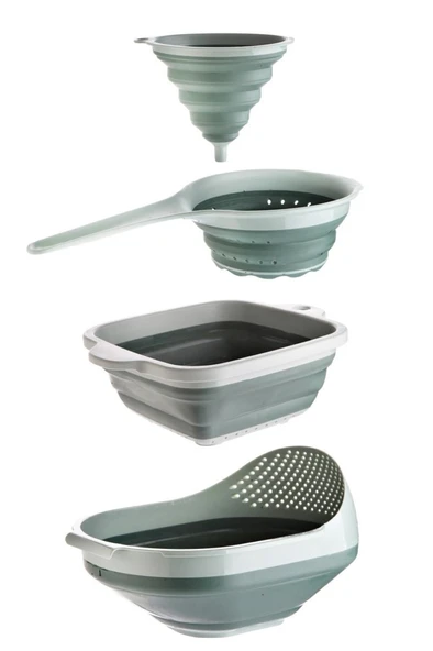 Vienev 4 Parça Akordiyon Süzgeç Setii-çeyiz Seti 1x(HUNİ, SAPLI SÜZGEÇ, KARE SÜZGEÇ, PİRİNÇ SÜZGECİ) Yeşil - 3