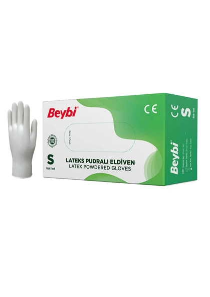 Lateks Pudralı Eldiven 100'lük 1 Kutu S Beden