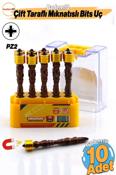 Mıknatıslı PZ2 Bits Uç 10 Adet 65 mm Renkli Vida Tutucu Sökme Yıldız Matkap Vidalama Ucu S2 Çeliği - 6