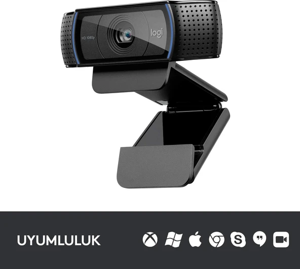 Logitech C920 PRO HD 1080p Stereo Ses ile Web Kamerası - Siyah - 5