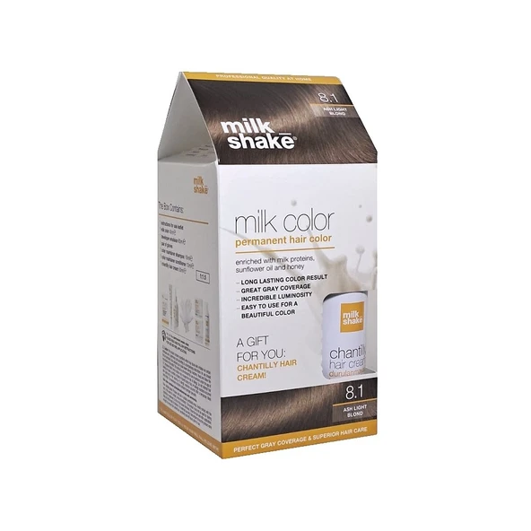 Milk Shake  8.1 Açık Kumral Küllü Saç Boyası + Saç Kremi 50 ml Set - 1