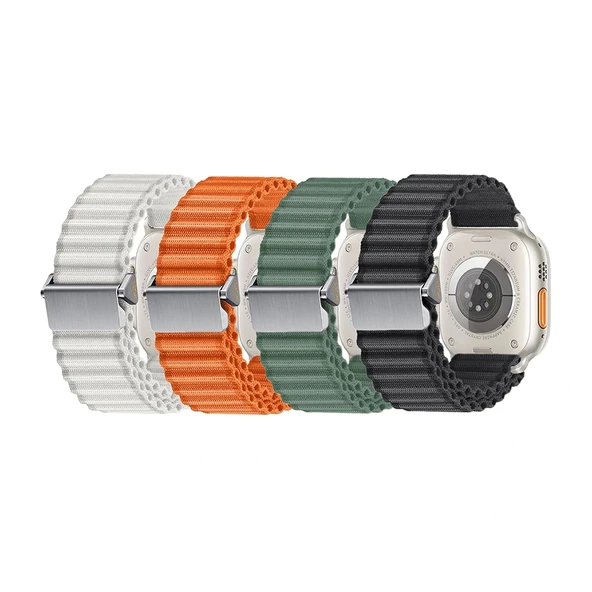 Watch Ultra 49mm KRD-123 Naylon Kumaş Hasır Örgülü Kordon - Resim 4