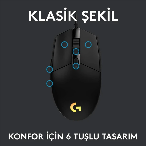 Logitech G G102 Kablolu Oyuncu Mouse, Lıghtsync Rgb Aydınlatma, 8.000 Dpı, 6 Programlanabilir Tuş, S - 5