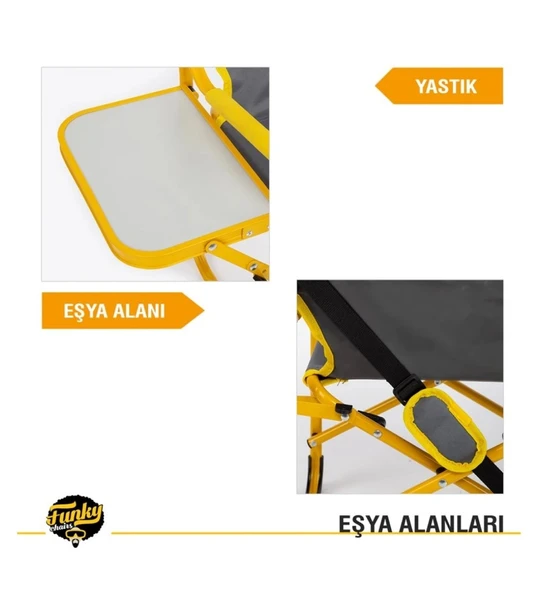 Extra Katlanabilir XL Kamp Koltuğu-Sarı - 7