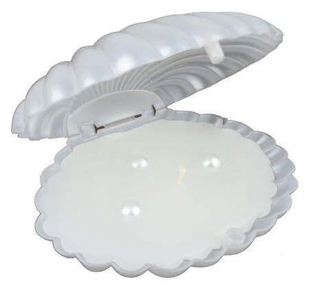 Sedefli İnci Detaylı İstiridye Kutuda Mum (12 ADET)