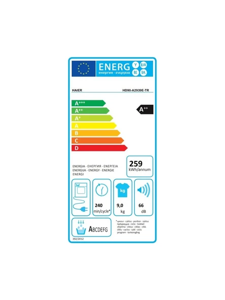 Haier HD90-A2939E-TR 9 kg Wi-Fi + Bluetooth Bağlantılı Isı Pompalı Kurutma Makinesi - 4