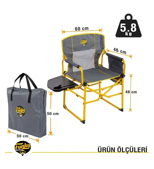Extra Katlanabilir XL Kamp Koltuğu-Sarı - 8