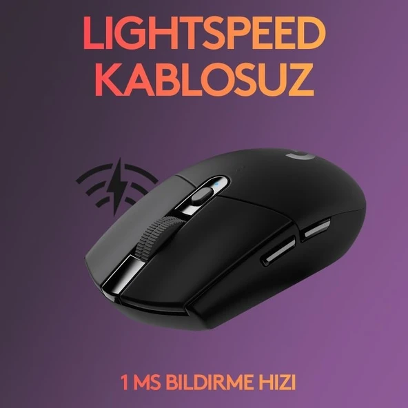 Logitech G G305 LIGHTSPEED 12.000 DPI Kablosuz Oyuncu Mouse - Siyah - 3