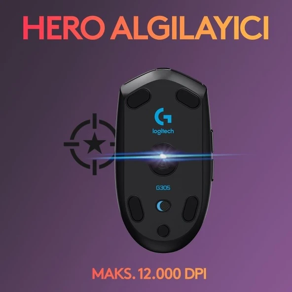 Logitech G G305 LIGHTSPEED 12.000 DPI Kablosuz Oyuncu Mouse - Siyah - 2