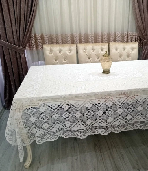 Remmy Güpürlü Masa Örtüsü-Şaheste Beyaz (160x230) - 3
