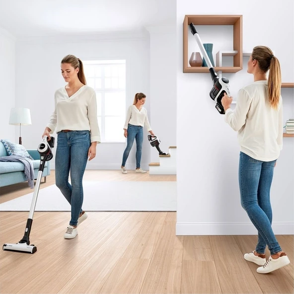 Bosch BCS61113 18 V Dikey Şarjlı Süpürge Beyaz - 5