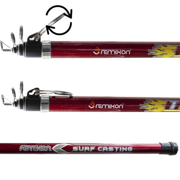 Remixon Strong 420 cm 100-250g Atarlı Kırmızı Surf Kamış - 2