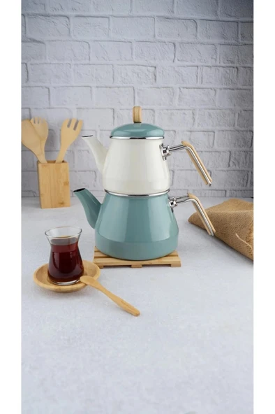 Bambum Lumino Bambu Kulplu Çaydanlık Takımı Yeşil