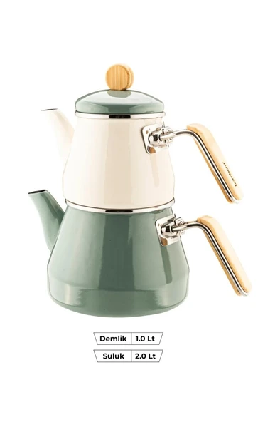 Bambum Lumino Bambu Kulplu Çaydanlık Takımı Yeşil - 3