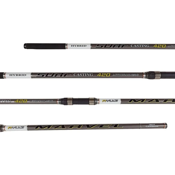 Ryuji Marvel 420 cm 100-250g Atarlı 3 Parça Surf Kamış Hybrid Uçlu - Resim 3