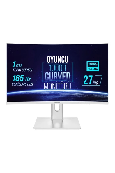 WARP WRP27-165-W 27" 165HZ 1MS RGB 1000R Curved (HDMI+DP) Freesync+G-Sync FHD Beyaz Oyuncu Monitörü