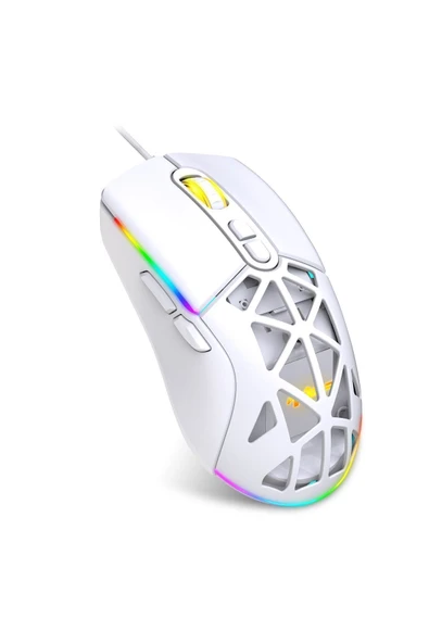 WARP WRP-O12800-W 12800 Dpi Wide RGB Özel ABS Doku Reflex Örgü Kablolu Beyaz Gaming Mouse - 2