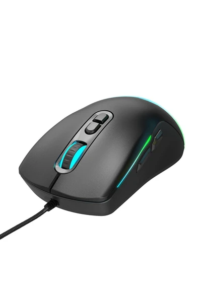 WARP WRP-S12800-B 12800 Dpi Wide RGB Özel ABS Doku Reflex Örgü Kablolu Siyah Gaming Mouse - 2