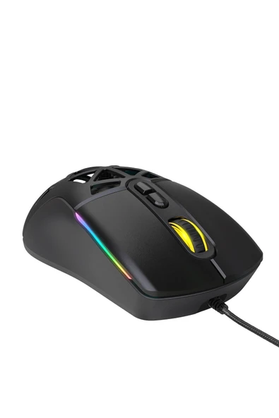 WARP WRP-O12800-B 12800 Dpi Wide RGB Özel ABS Doku Reflex Örgü Kablolu Siyah Gaming Mouse - 5