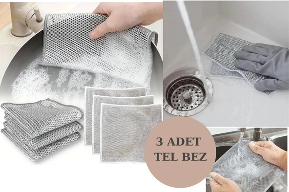 Evdi Çift Taraflı Tel Bez 3 Lü (20x20cn) - 3