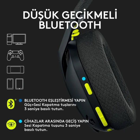 Logitech G G435 LIGHTSPEED Kablosuz Oyuncu Kulaklığı - Siyah - 3