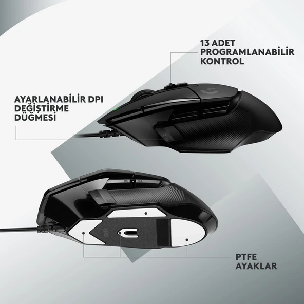 Logitech G G502 X Kablolu HERO 25K Sensörlü Yüksek Performanslı Oyuncu Mouse - Siyah - 5