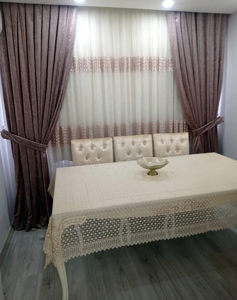 Remy Güpürlü Masa Örtüsü-Kapuçino (160x230)