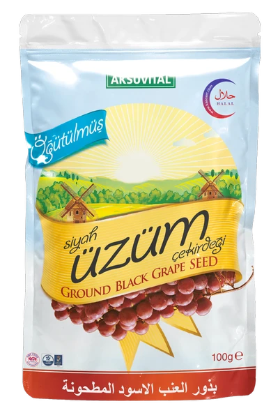 Aksuvital Öğütülmüş Siyah Üzüm Çekirdeği 100 gr DYPCK