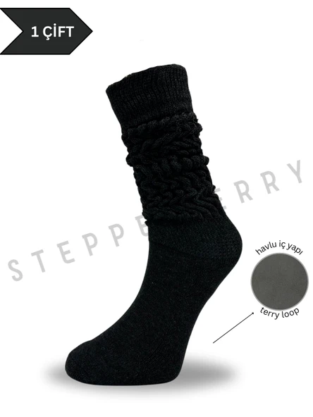 1 Çift Kadın Antrasit  Slouchy Çorap - 2