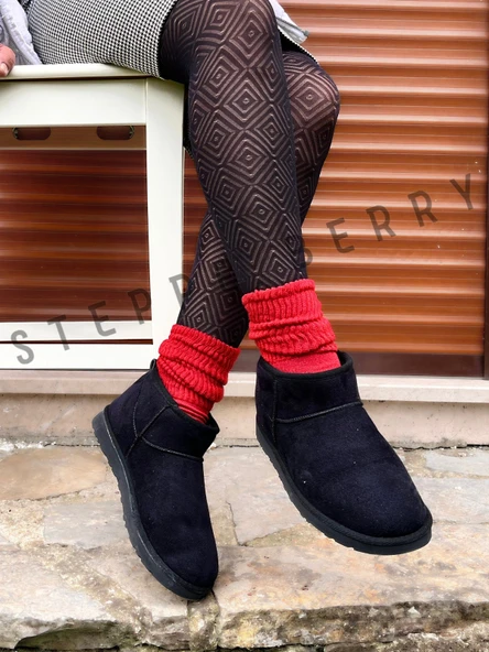 1 Çift Kadın Kırmızı Slouchy Çorap