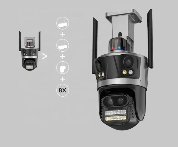 16MP 8X Zoom Dış Mekan PTZ 4 Lensli Güvenlik Kamerası Otomatik İzleme  Akıllı Ev Su Geçirmez - 6