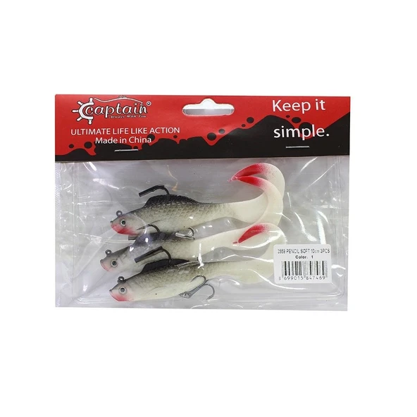 Captain Pencil Soft Renk:1 10 cm 12.5g Levrek Silikonu 3 Adet