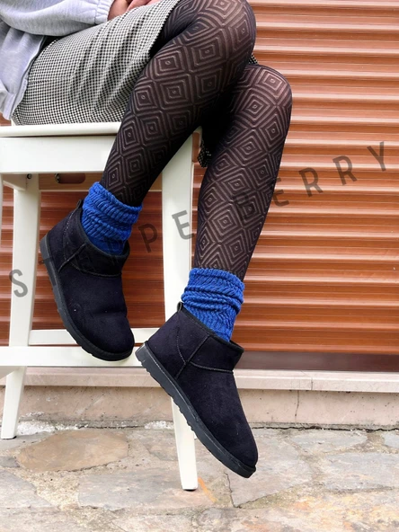 1 Çift Kadın Kobalt Mavi Slouchy Çorap