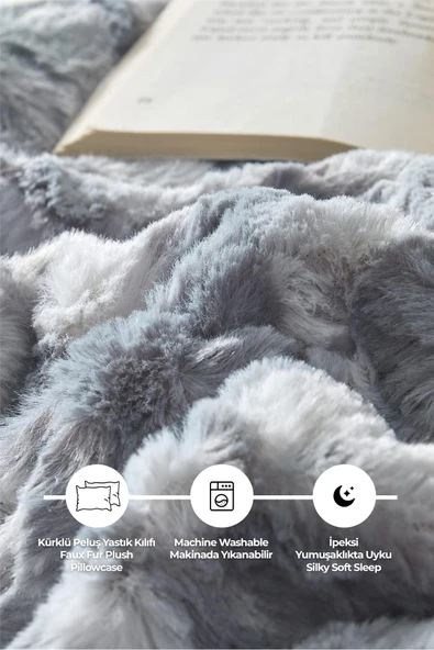 Kürklü Peluş 2'li Yastık Kılıfı 50x70 cm Yumuşak Supersoft Dekoratif Wellsoft Mia - 2