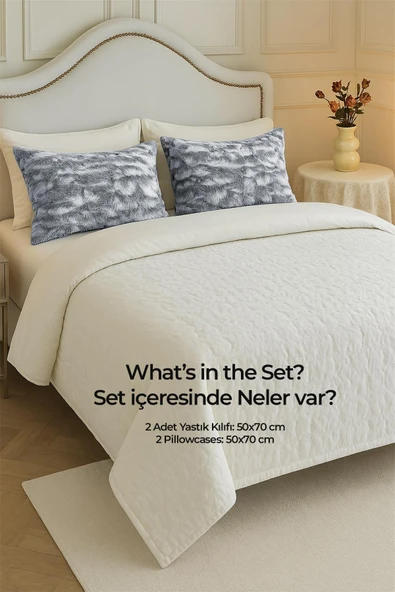 Kürklü Peluş 2'li Yastık Kılıfı 50x70 cm Yumuşak Supersoft Dekoratif Wellsoft Mia - 3