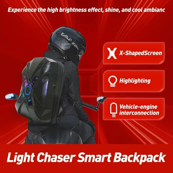 Prıme X Lıght Karbon, Motorcu Sırt Çantası Ledli Sırt Çantası, Telefon Kontrol Kask Taşıma Çantası - 4
