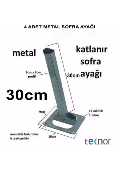 4 Adet Katlanır Metal 30 Cm Sofra Ayağı