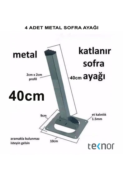4 Adet Katlanır Metal 40 Cm Sofra Ayağı