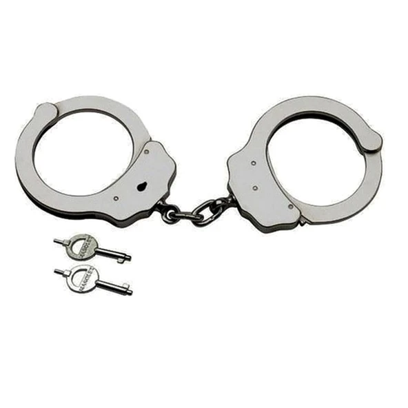 Polis Asker Bekçi Kelepçesi Polis Kelepçesi Zincirli Kelepçe Gri Metal Kelepçe Anahtarlı Kelepçe - 2