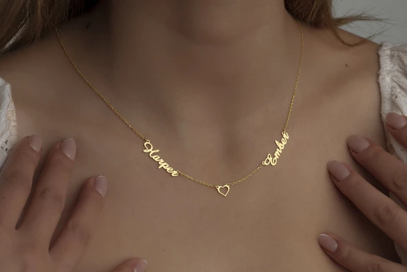 925 Ayar Gümüş Takı Seti Kadın Özel Tasarım İsim Kolye İsimli Kolye