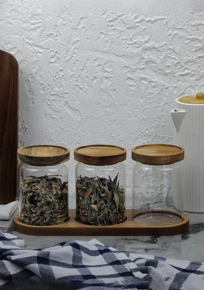 Akasya 3lü Kavanoz Seti - Cam Kavanoz Takımı - 3x600 ML