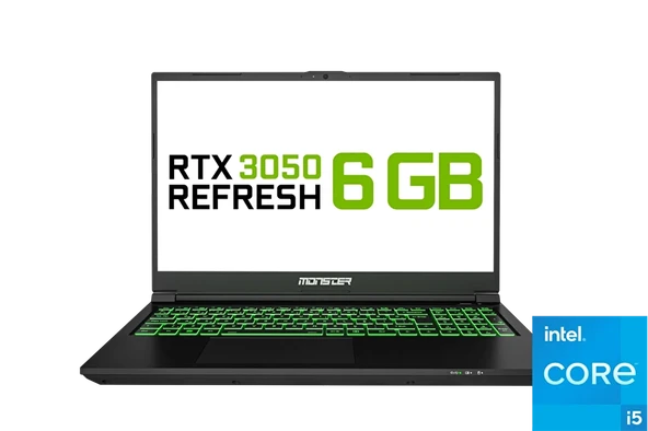 Monster Abra A5 V21.1.2 İ5 12450H 32GB Ram 1TB P41 PLUS SSD RTX 3050 6GB 15.6"FHD 144Hz