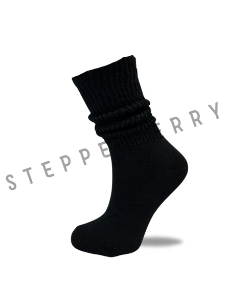 1 Çift Kadın Siyah  Slouchy Çorap - 2