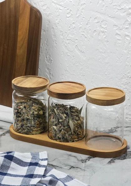 Akasya 3lü Kavanoz Seti - Cam Kavanoz Takımı - 3x600 ML - 3