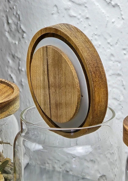 Akasya 3lü Kavanoz Seti - Cam Kavanoz Takımı - 3x600 ML - 4