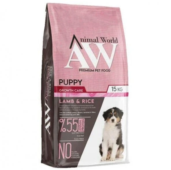 Animal World Growth-care Puppy Kuzu Etli Ve Pirinçli Yavru Köpek Maması 15 Kg
