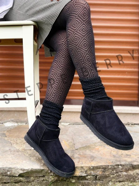 1 Çift Kadın Siyah  Slouchy Çorap