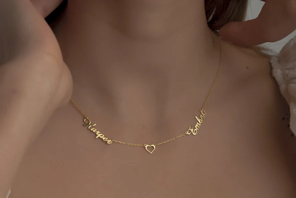 925 Ayar Gümüş Takı Seti Kadın Özel Tasarım İsim Kolye İsimli Kolye - 5