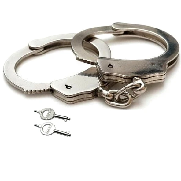 Polis Asker Bekçi Kelepçesi Polis Kelepçesi Zincirli Kelepçe Gri Metal Kelepçe Anahtarlı Kelepçe